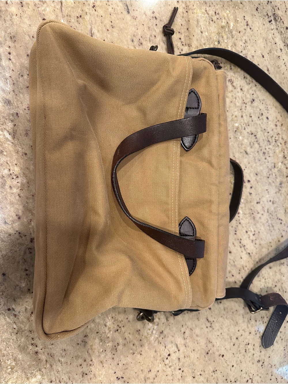 Filson Tan Canvas Briefcase with Brown Leather Trim - Picture 5 of 10